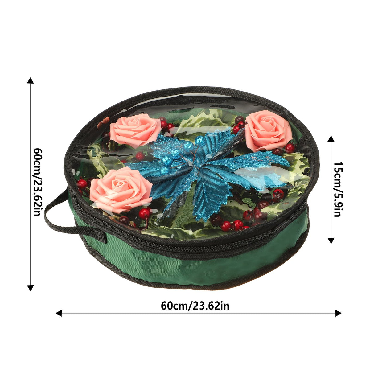 Transparent Christmas Wreath Storage Bag Portable Holiday Wreath Container Decoration Garland Organizer