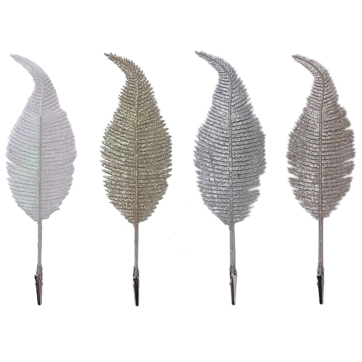 Christmas Tree Leaves Ornament Glittery Leaf with Clip Tree Hanging Baubles Decor for Christmas Home Party Decoration