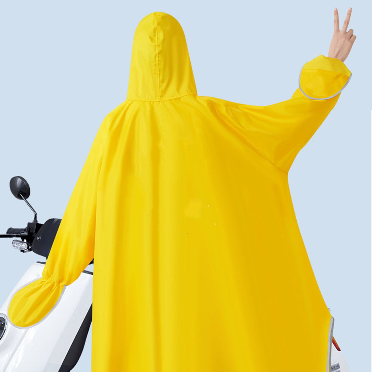 Electric Bike Raincoat Enlarged Protection Oxford Cloth Adults Sleeve Rain Poncho for Cycling Golden Yellow 5XL