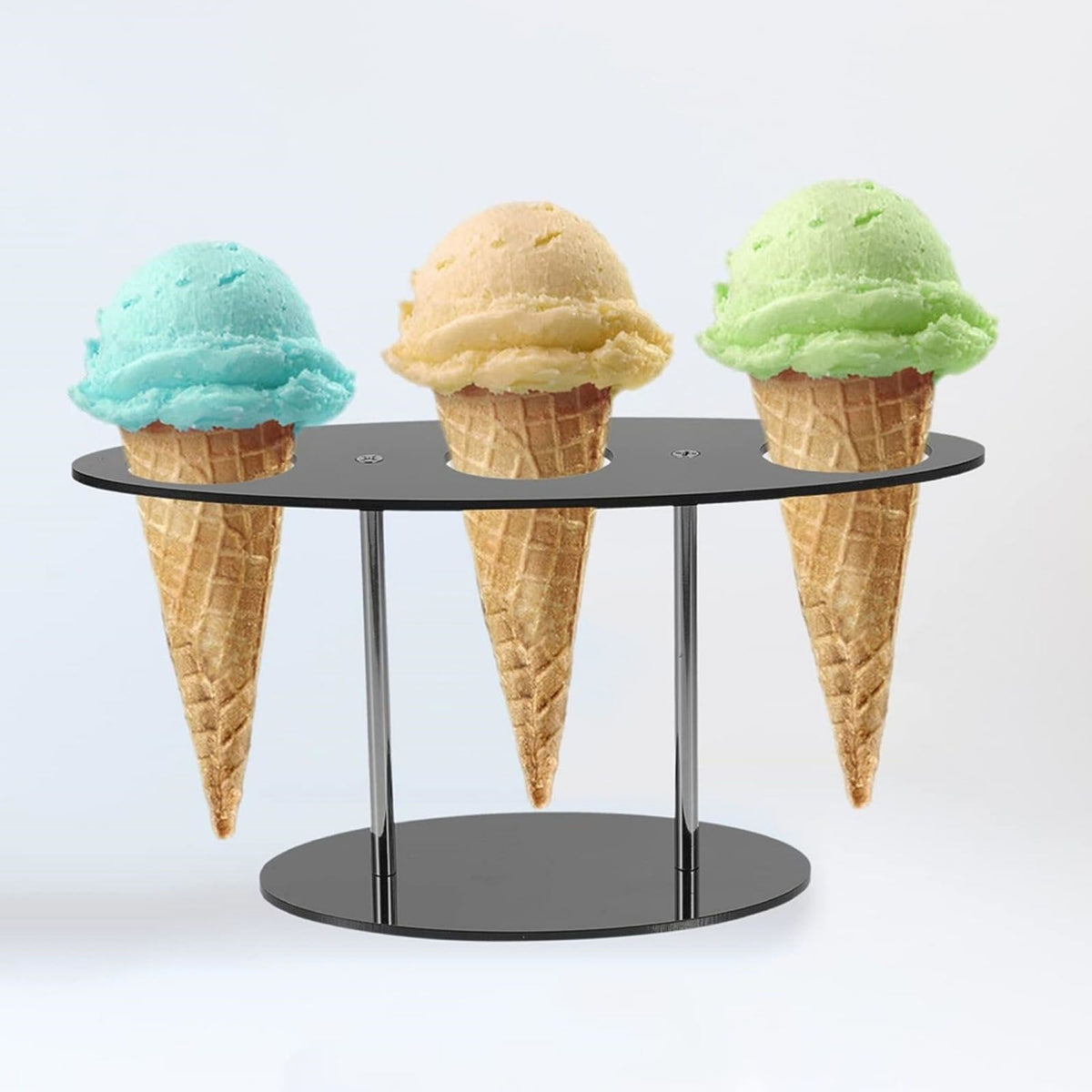 Ice Cream Cone Holder Stand Acrylic 3 Holes Hand Roll Sushi Display Stand for Party Wedding Christmas Thanksgiving