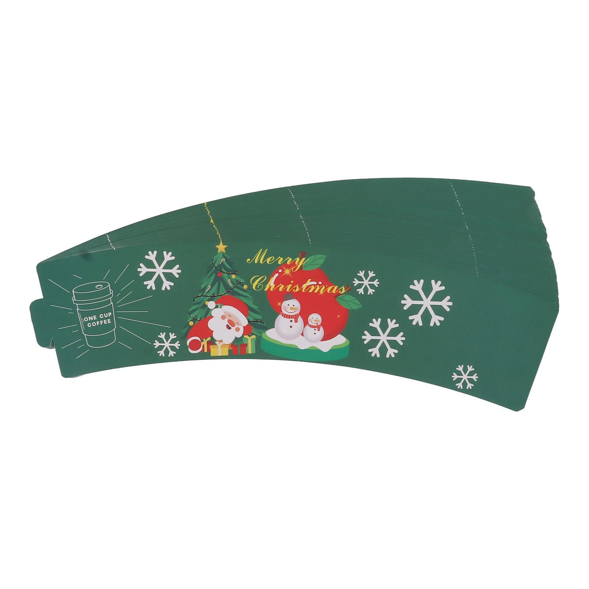 50PCS Coffee Cup Sleeves Disposable Paper Cup Sleeves Hot Drink Holder for Halloween Christmas Chocolate Cold Beverage Green