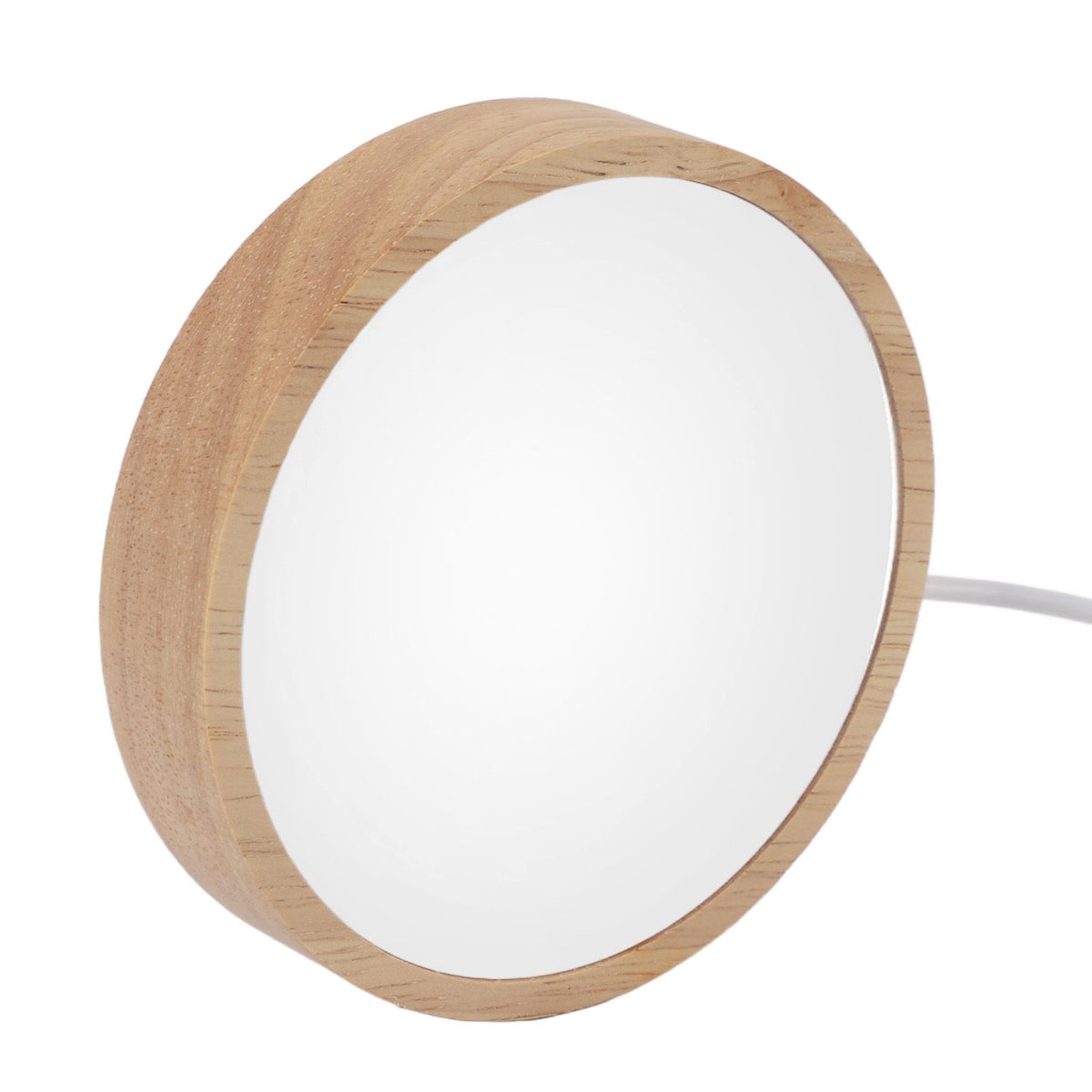 Round Wood Lighted Base Stand USB Powered 3 Color Temperature 10 Level Brightness Button Control LED Display Plate for Glass Crystal Art