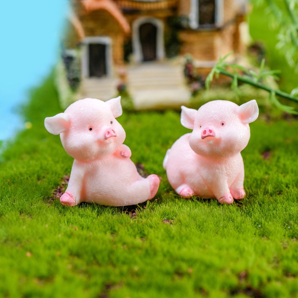 8Pcs Mini Pig Figurines Cake Cupcake Topper Decoration Pig Crafts Resin Ornament for Car Home Baby Shower Party Decor Gift