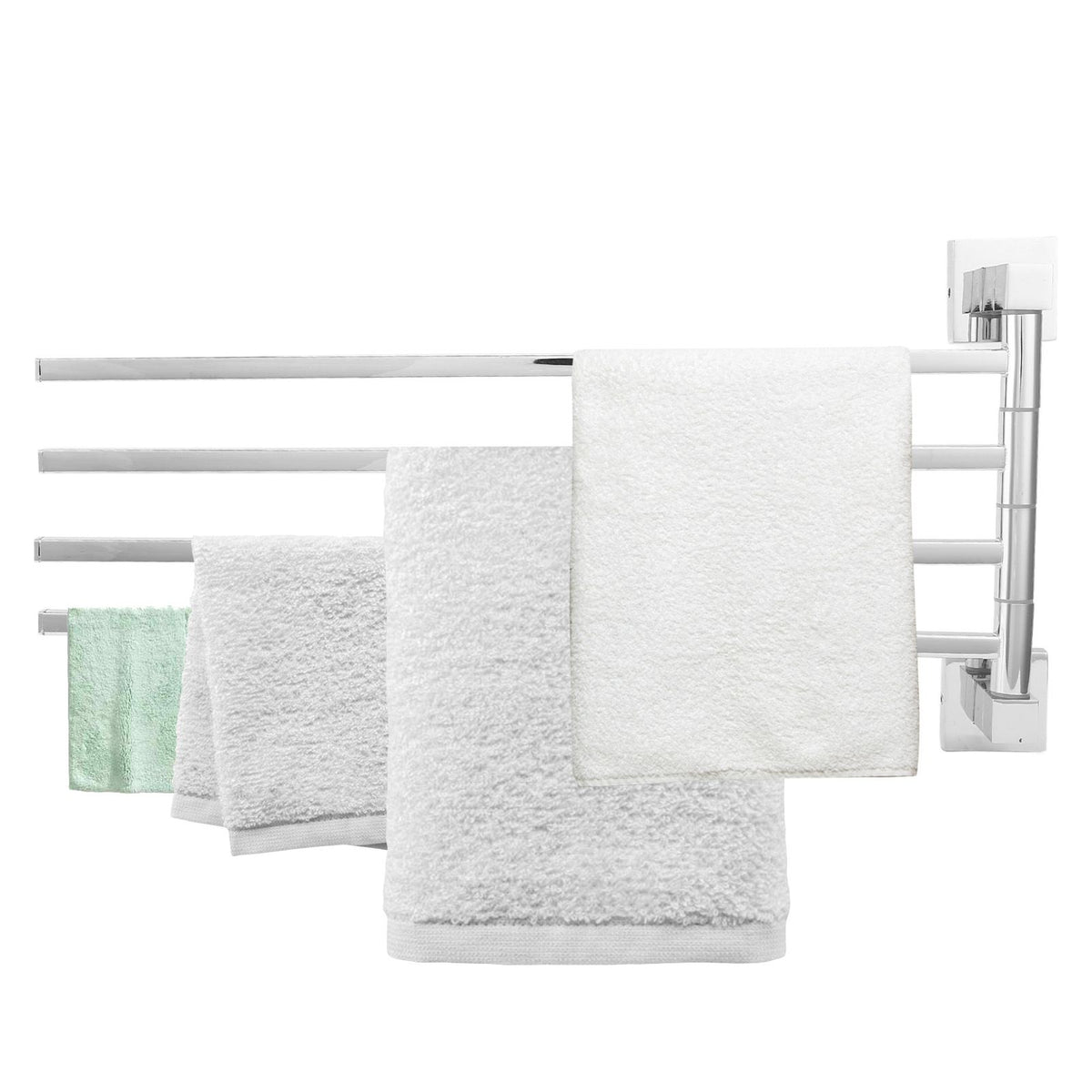 Stainless Steel Towel Rack Bar 180° Rotatable Towel Bathrobe Hanger Holder for Bathroom4 Rods