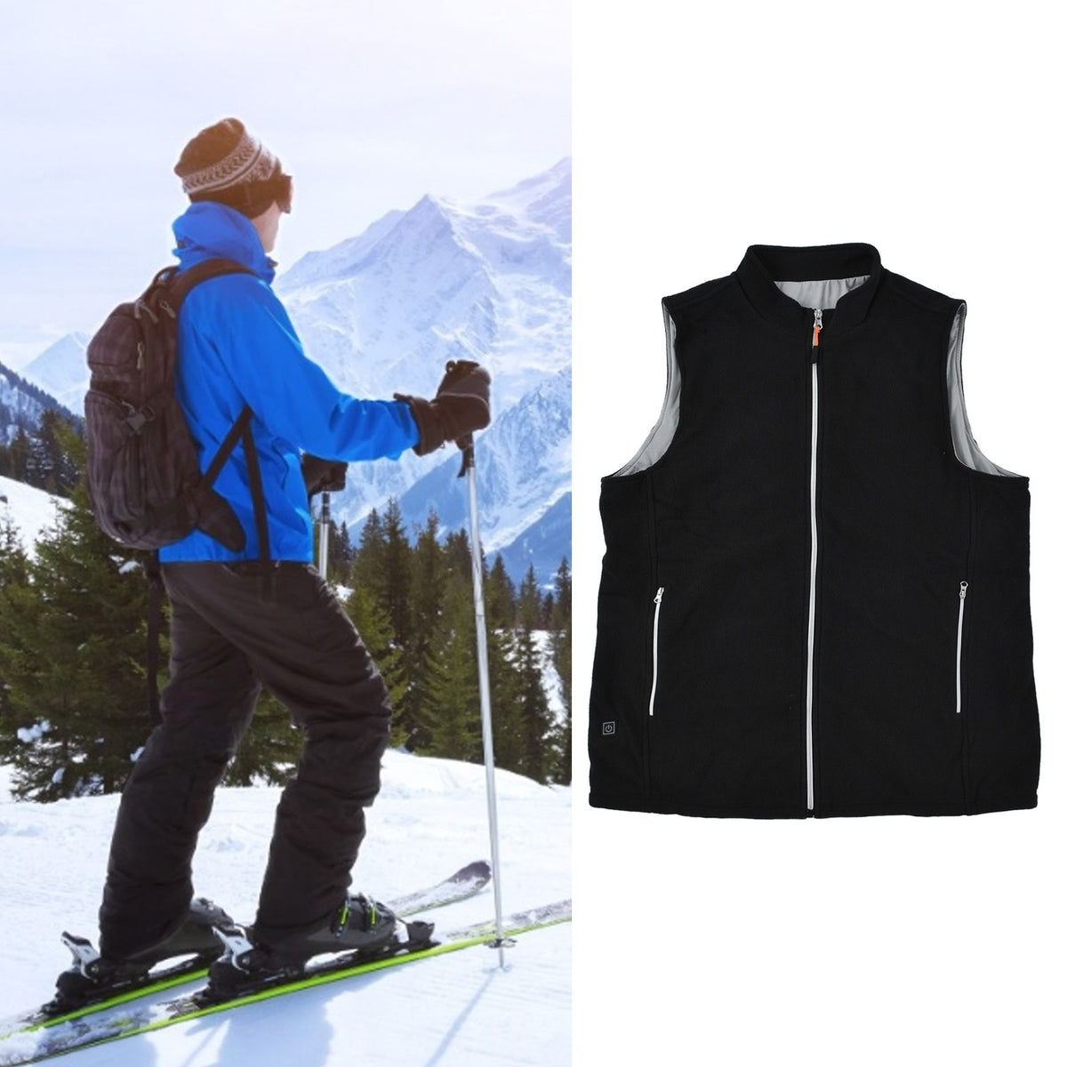 Heated Vest Winter Washable USB Powered Round Neck Electric Vest for Outdoor Camping HikingS