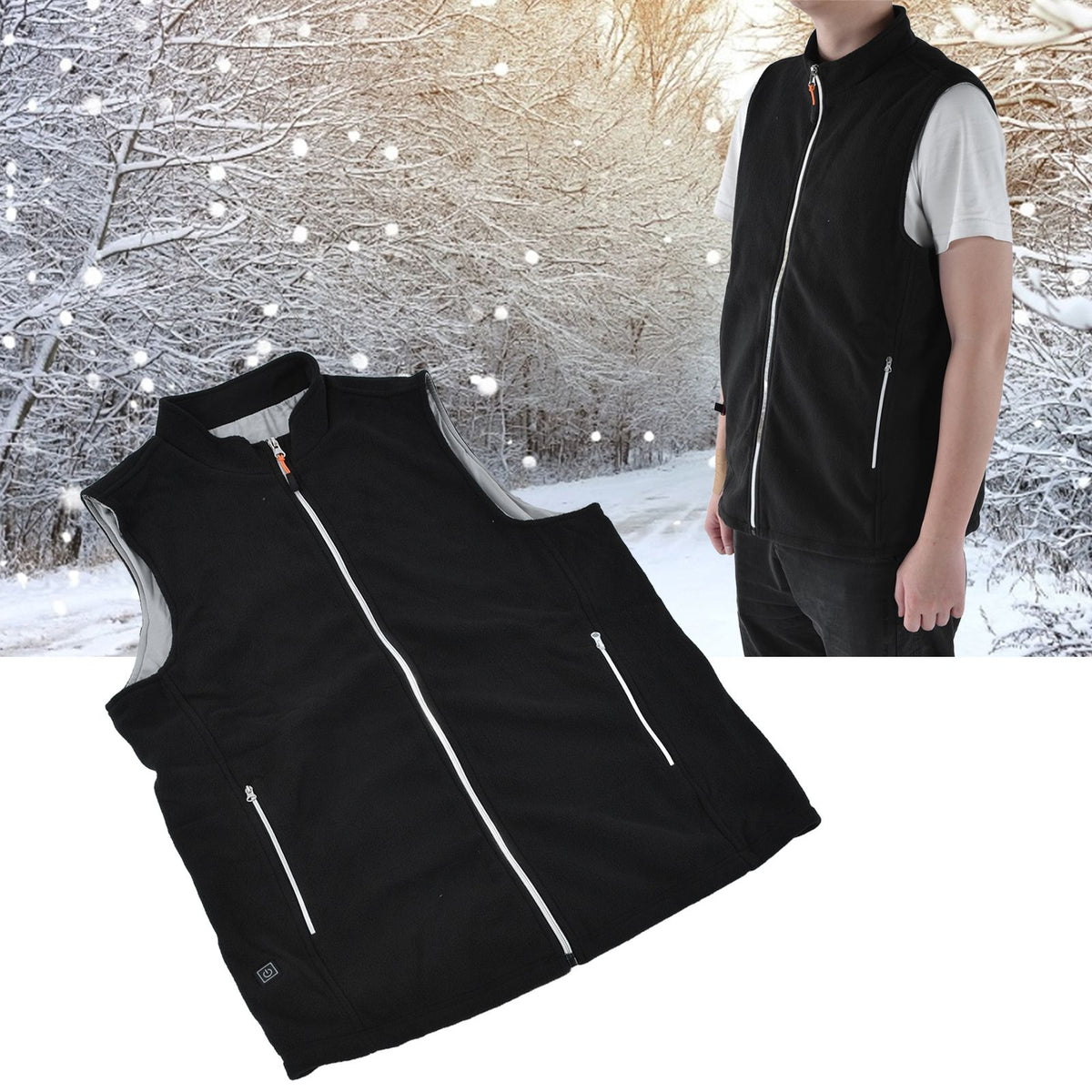Heated Vest Winter Washable USB Powered Round Neck Electric Vest for Outdoor Camping HikingS