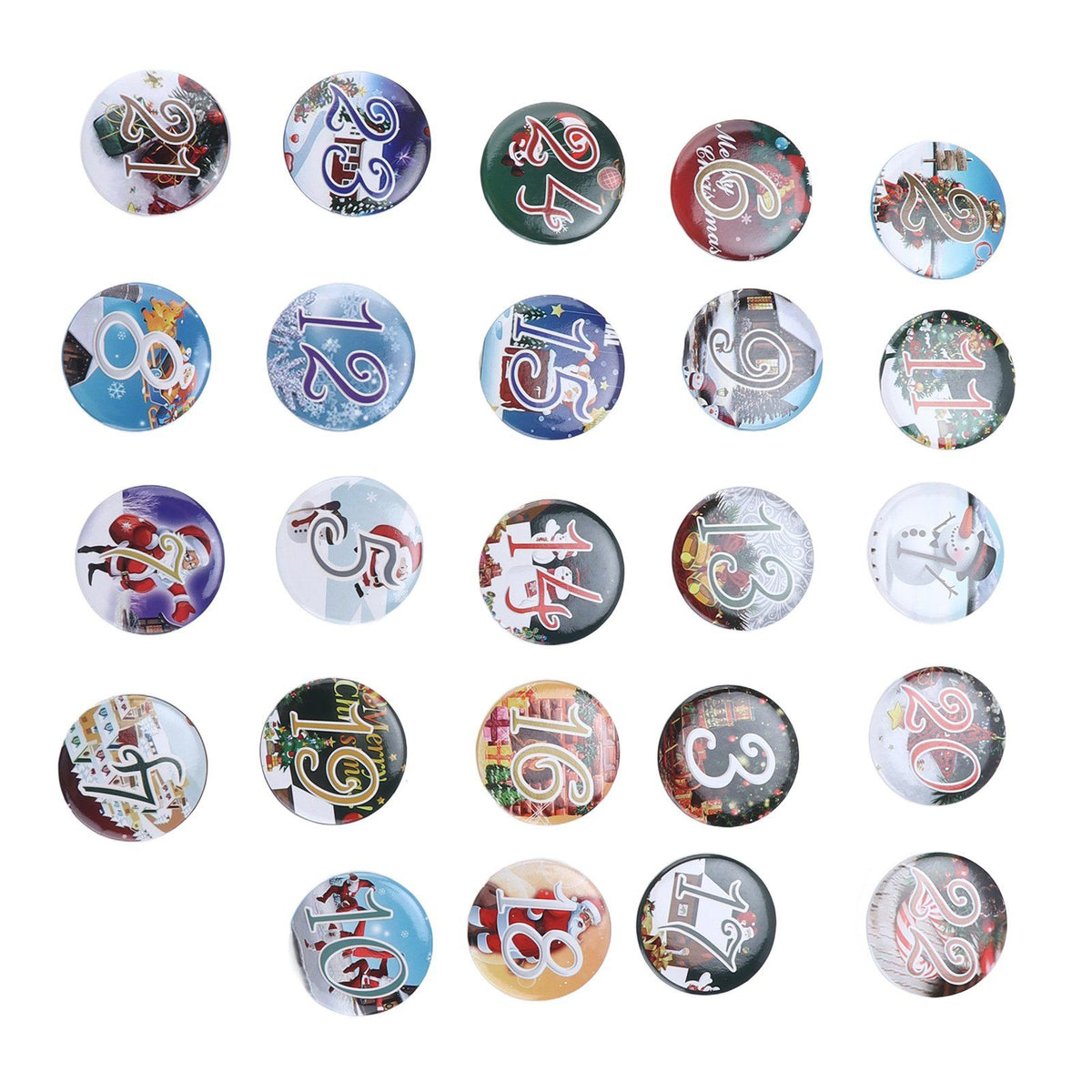 Lucky Number Button Pin Unique Pattern Button Pin Cartoon Advent Calendar Brooch24PCS Landscape Cartoon