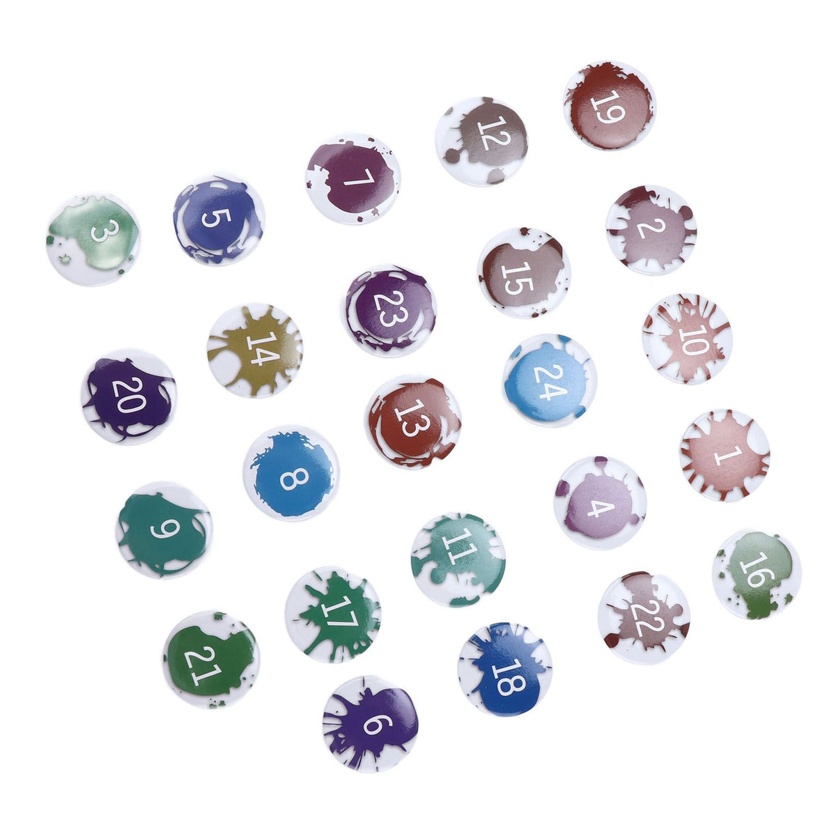 Lucky Number Button Pin Unique Pattern Button Pin Cartoon Advent Calendar Brooch24PCS Paint Graffiti
