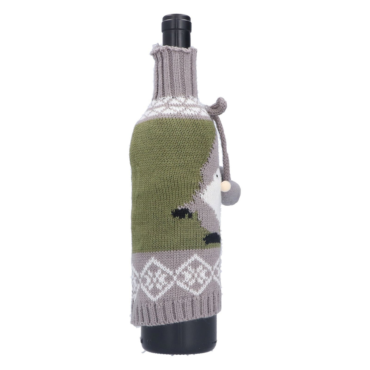 Knitted Wine Bottle Cover Bag Sleeve Home Decoration for Christmas Wedding Birthday PartyGray +Green
