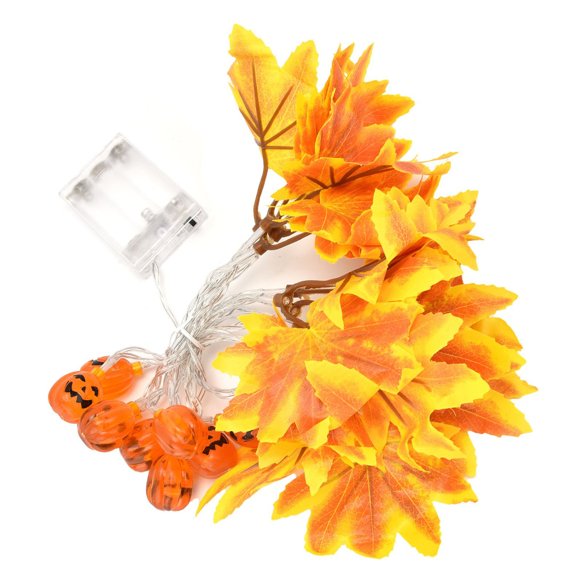 LED String Light Yellow Maple Leaves Pumpkin Grimace Design Ambient Light with 20LEDs for Halloween