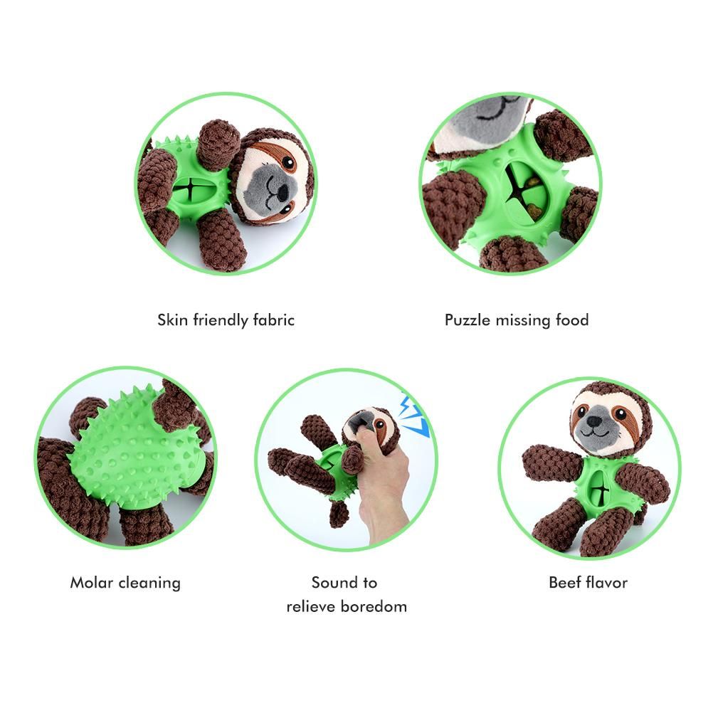 Plush Dog Toys Interactive Dog Puzzle Toys Cute Sloth Teething Chew Squeaky Dog Toys for Small Medium Large Dogs