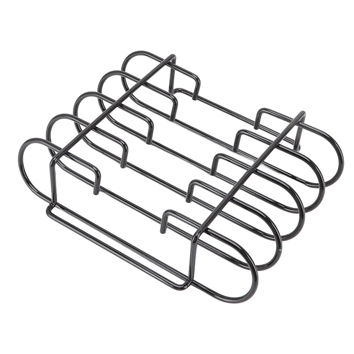 Rib Rack 4 Rows Capacity Compact Portable Iron Material Black Durable Reusable Barbecue Standing Rib Rack for Camping