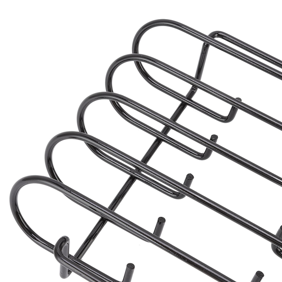 Rib Rack 4 Rows Capacity Compact Portable Iron Material Black Durable Reusable Barbecue Standing Rib Rack for Camping