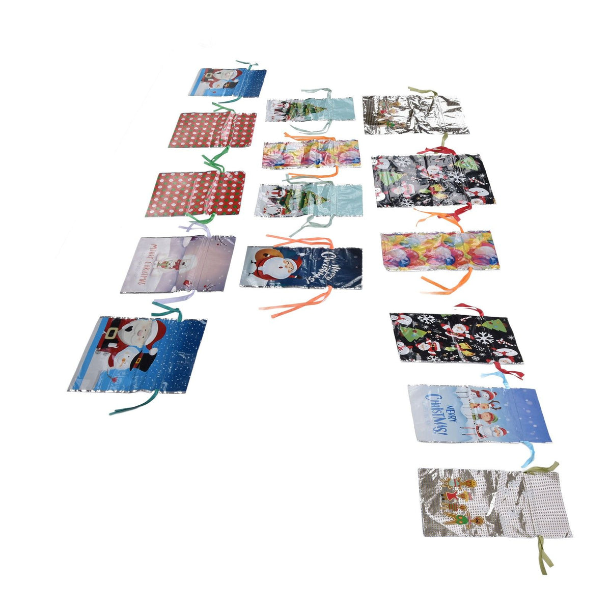 15 Pcs Christmas Drawstring Gift Bags Drawstring Packing Pouches Favors Bags for Christmas Festival Party