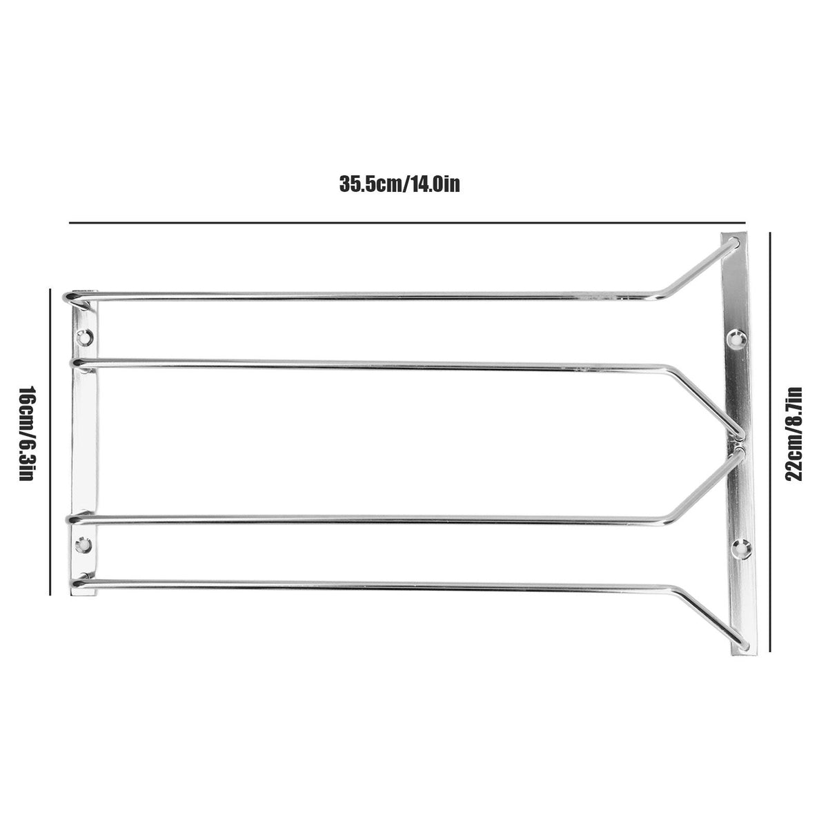 Stainless Steel Double Row Wine Glass Stemware Rack Hanging Stemware Holder Under CabinetM