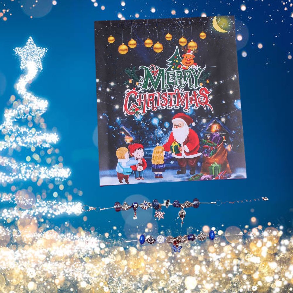 Christmas Advent Calendar DIY Charm Bracelet Making Kit for Kids 24 Days Christmas Countdown Calendar Jewelry Gifts for Girls