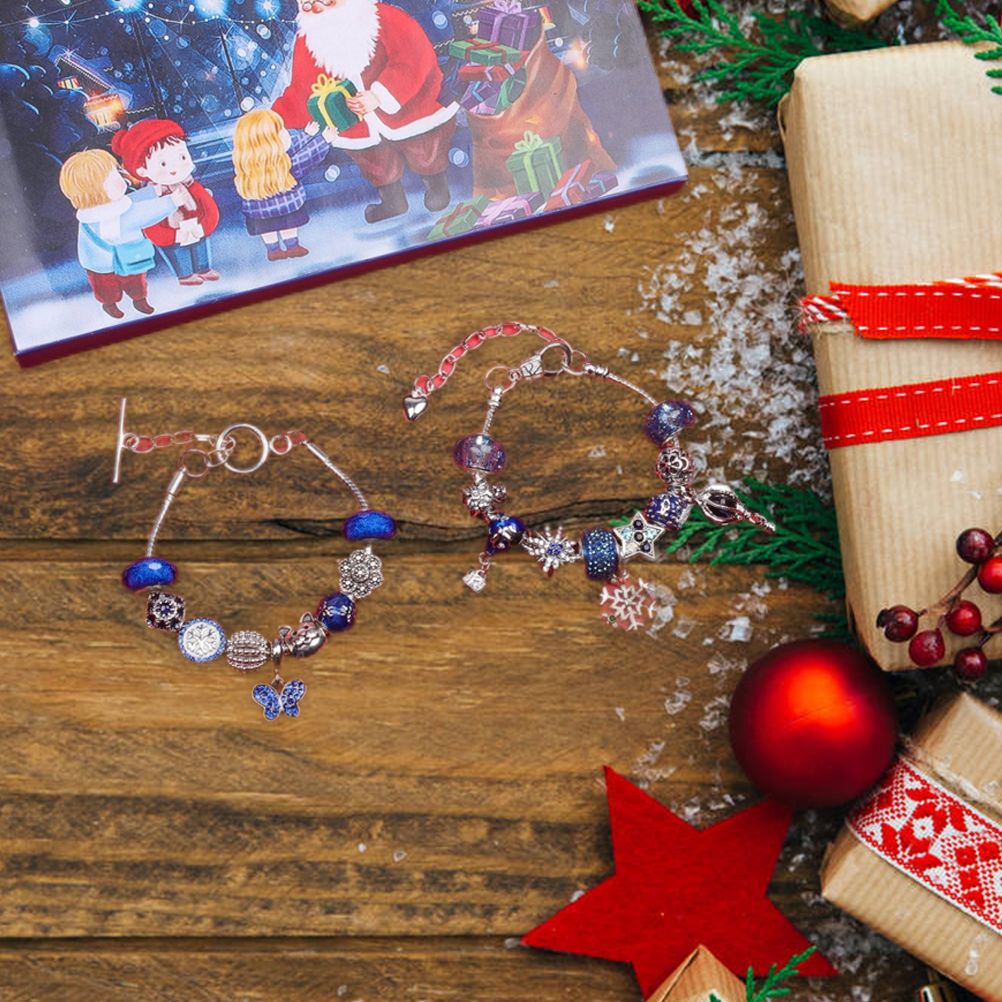 Christmas Advent Calendar DIY Charm Bracelet Making Kit for Kids 24 Days Christmas Countdown Calendar Jewelry Gifts for Girls