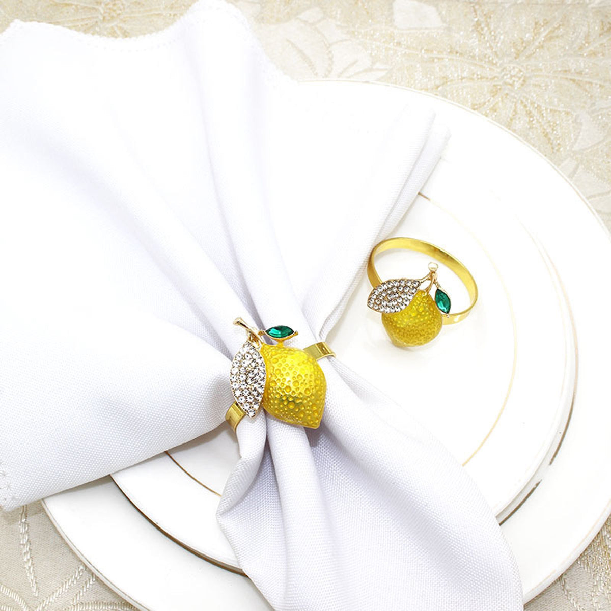 6 PCS Strawberry and Lemon Napkin Rings Alloy Napkin Rings Napkins Rings
