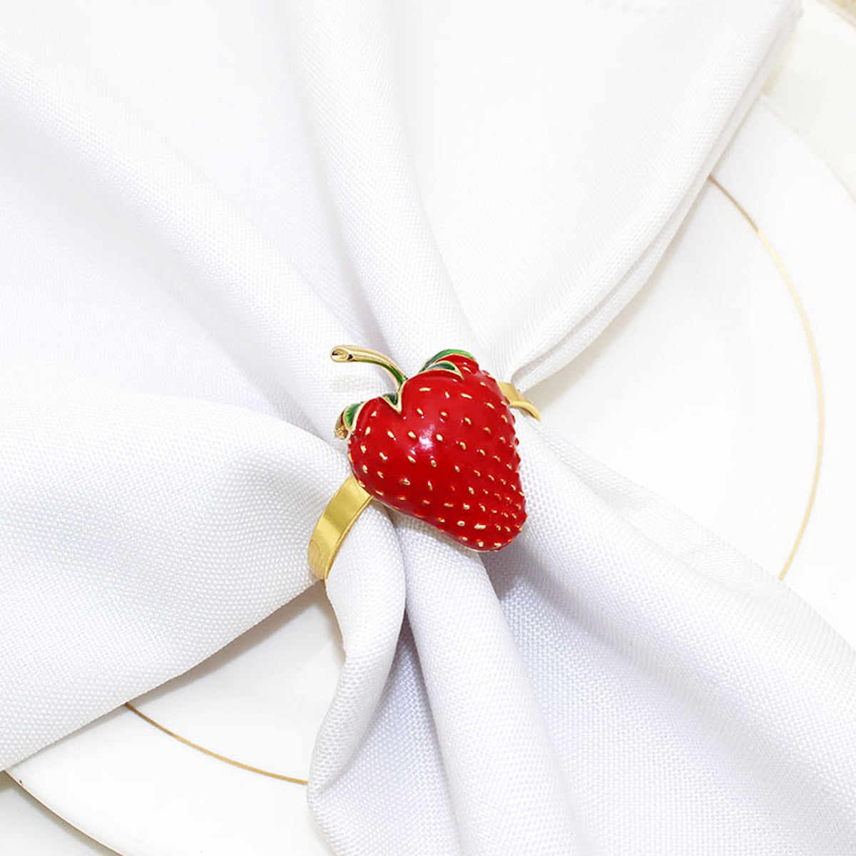 6 PCS Strawberry and Lemon Napkin Rings Alloy Napkin Rings Napkins Rings