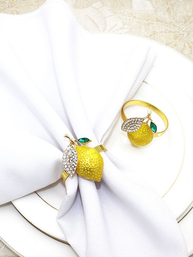 6 PCS Strawberry and Lemon Napkin Rings Alloy Napkin Rings Napkins Rings