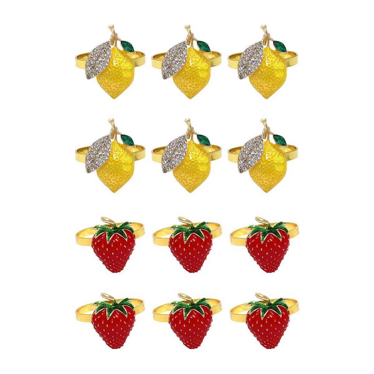 6 PCS Strawberry and Lemon Napkin Rings Alloy Napkin Rings Napkins Rings