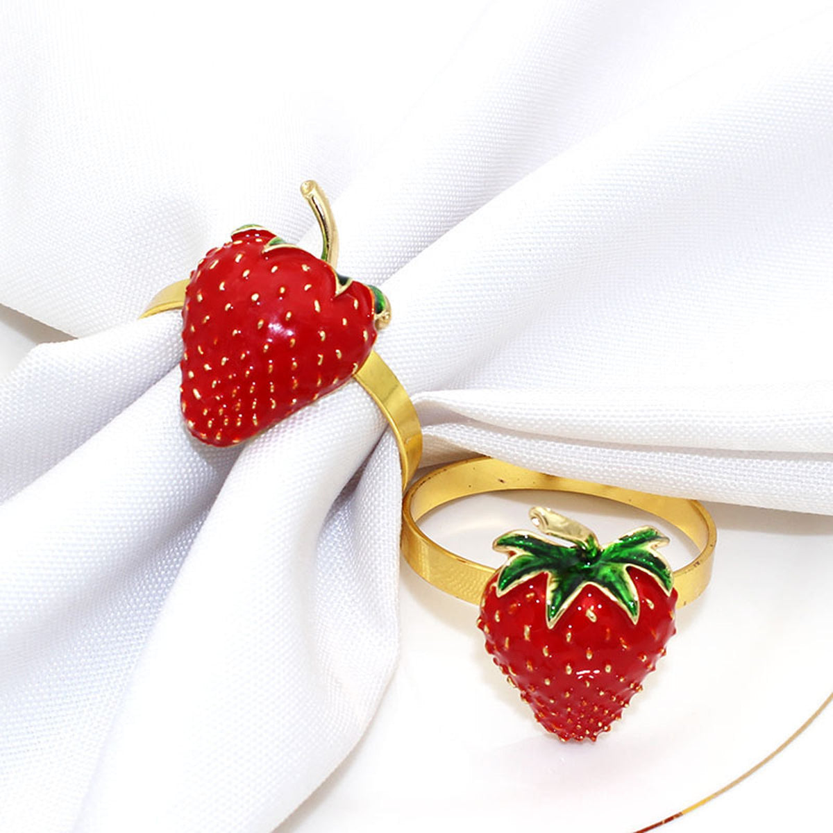 6 PCS Strawberry and Lemon Napkin Rings Alloy Napkin Rings Napkins Rings