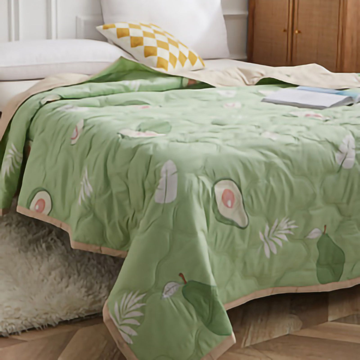 Summer Air Conditioner Quilt Machine Washable Soft Breathable Portable Air Conditioner Blanket Summer Comforter avocado 180x200cm