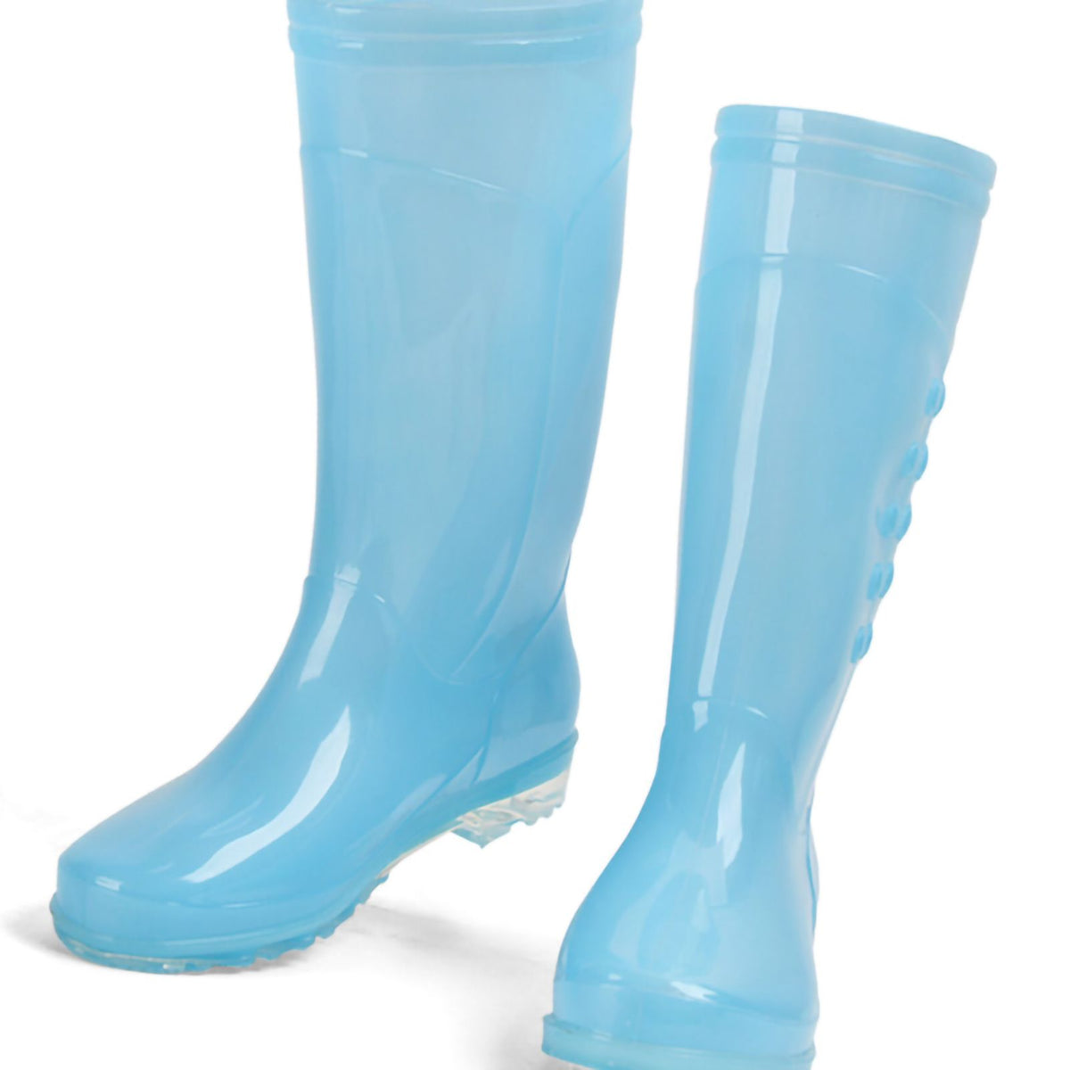 Tall Rain Boots Non Slip Waterproof Rain Shoes PVC Transparent Rain Footwear with Plush Cotton Coverfor Women Adults Blue 38