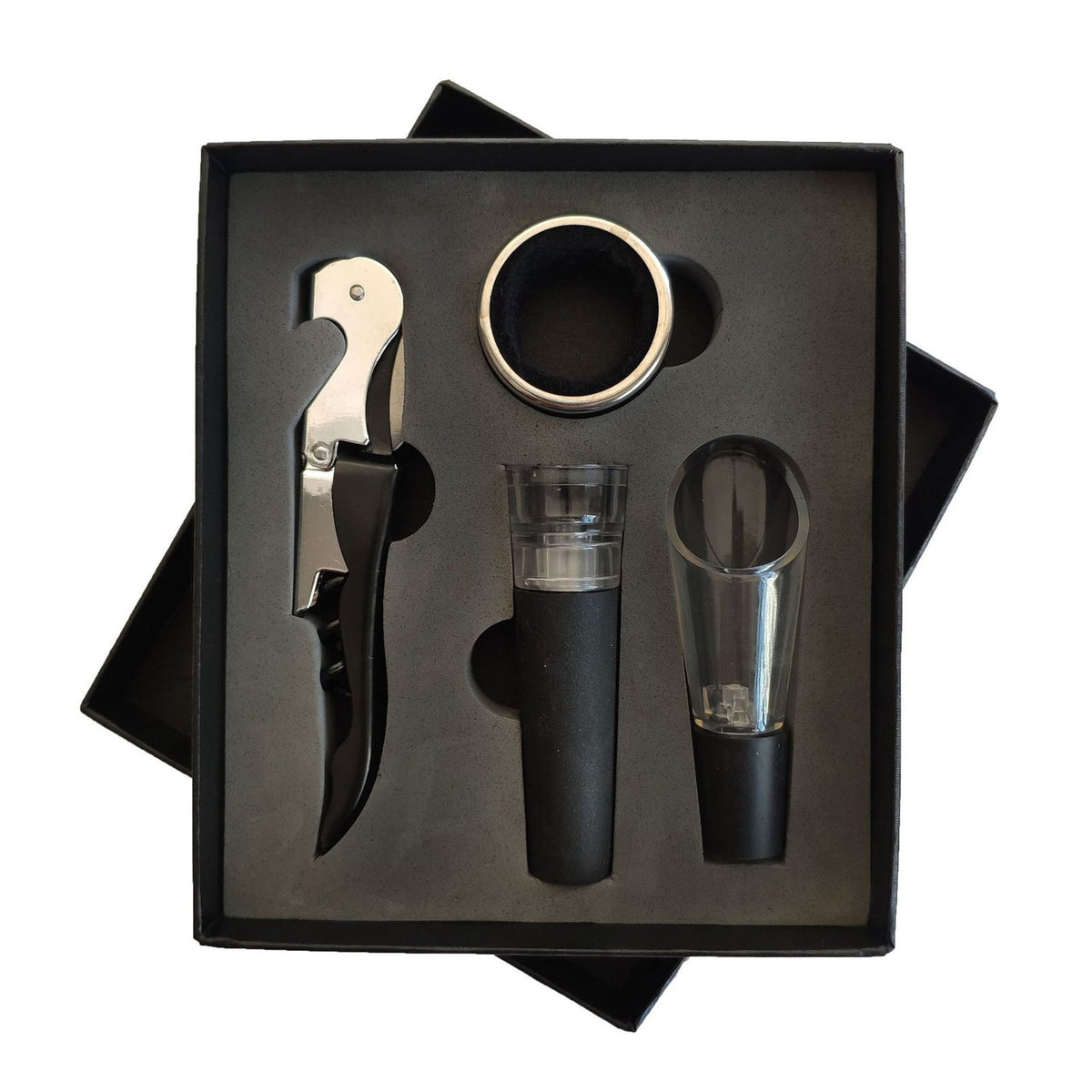Wine Opener Set Rustproof Stainless Steel Exquisite Packaging Handle Corkscrew Kit for Home Bar Restaurant Gifts Black
