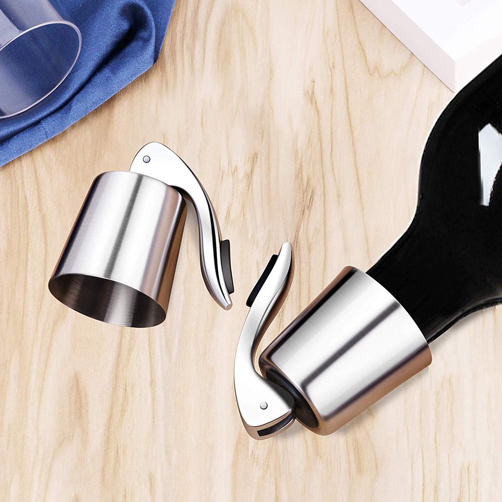 Stainless Steel Vacuum Sealed Wine Bottle Stopper Sealer Saver Preserver Champagne Closures Home Bar Tool