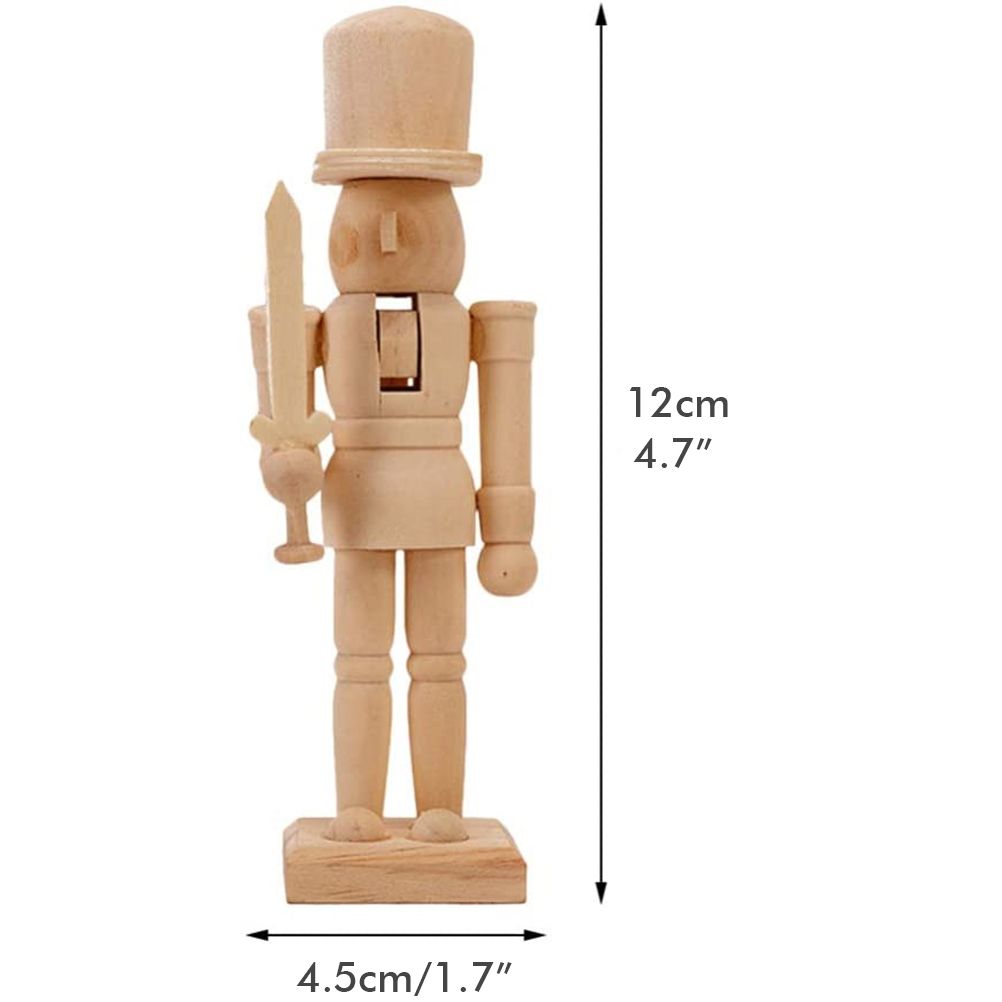 6pcs 12cm Christmas Nutcracker Ornament Set Wooden Nutcracker Character Soldier Toy Wooden Doll Figurine Painting Toy