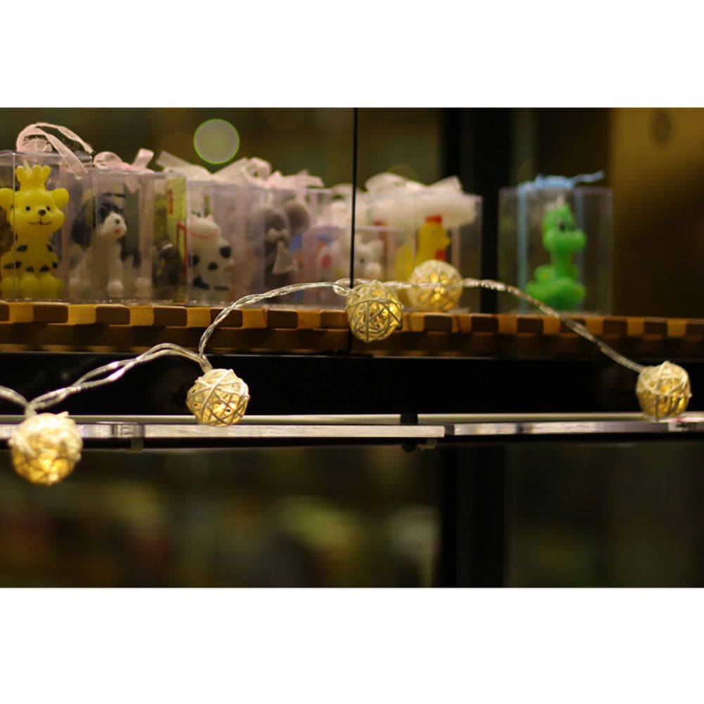 20LED Rattan Ball String Lights Romantic Decorative Fairy Light for Outdoor Indoor