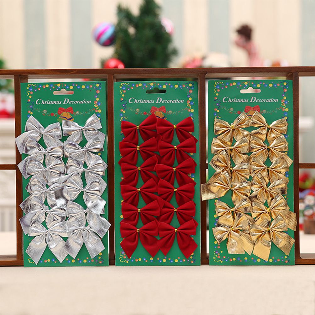 36Pcs/Set Christmas Bows Mini Decorative Bows Ribbon Bows Decoration