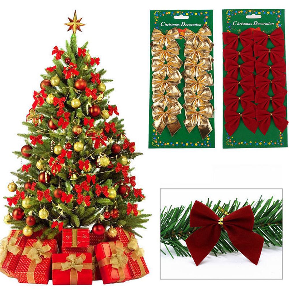 36Pcs/Set Christmas Bows Mini Decorative Bows Ribbon Bows Decoration