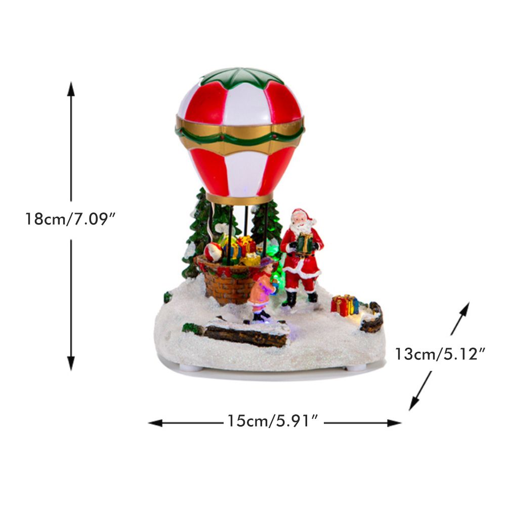 LED Light Up Christmas Tabletop Decoration Resin Lighted Snack Shop Vintage Car Hot Air Balloon Desktop Ornaments Indoor Holiday Decorations Gifts