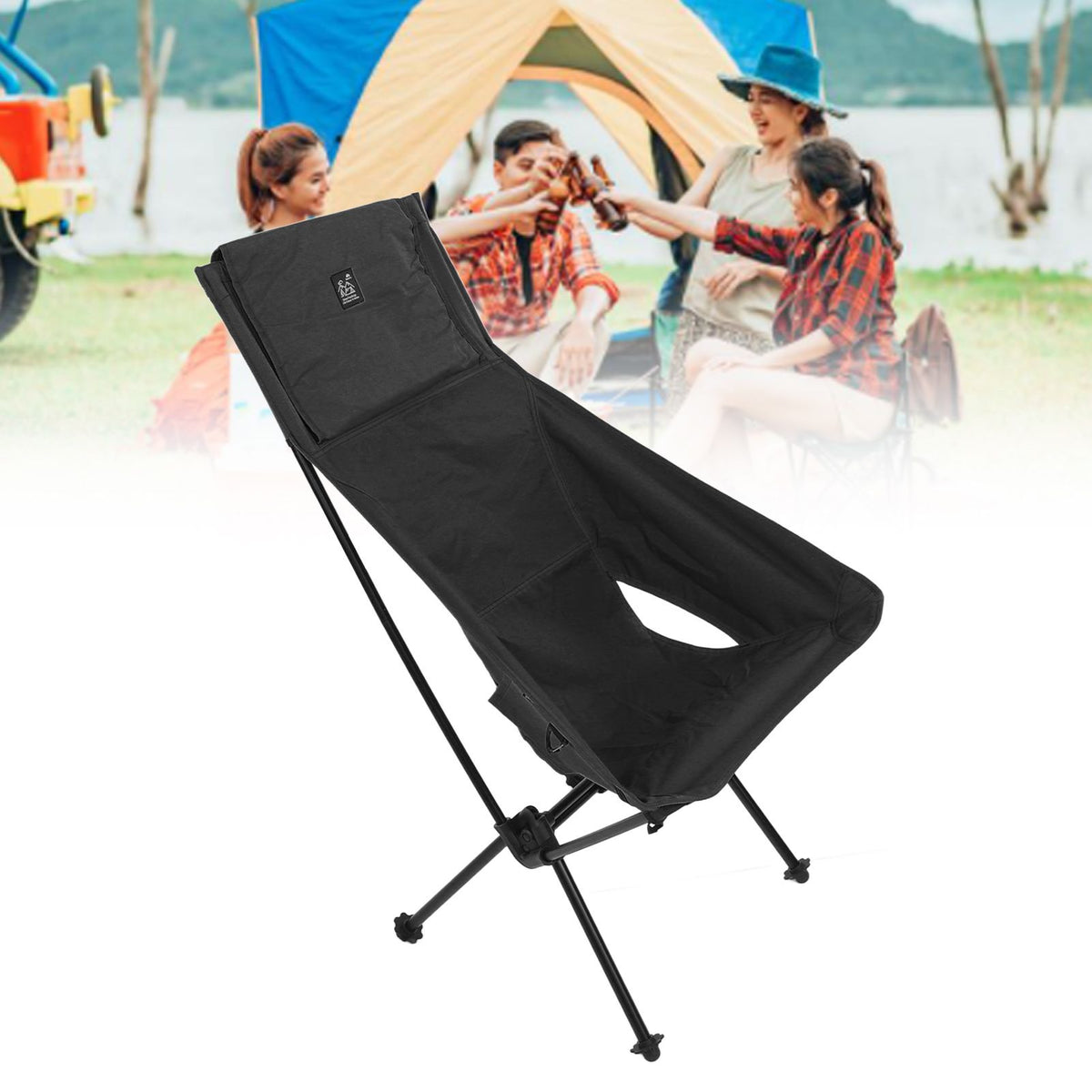 Camping Backpacking Chair Multipurpose Portable Folding Camping Chairs for Hiking Travel Beach Picnic Black