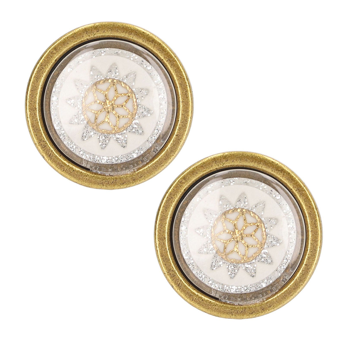 2 Sets Antique Furniture Hardware Handle Knob Zinc Alloy Round Single Hole Cabinet Door Handle Copper White