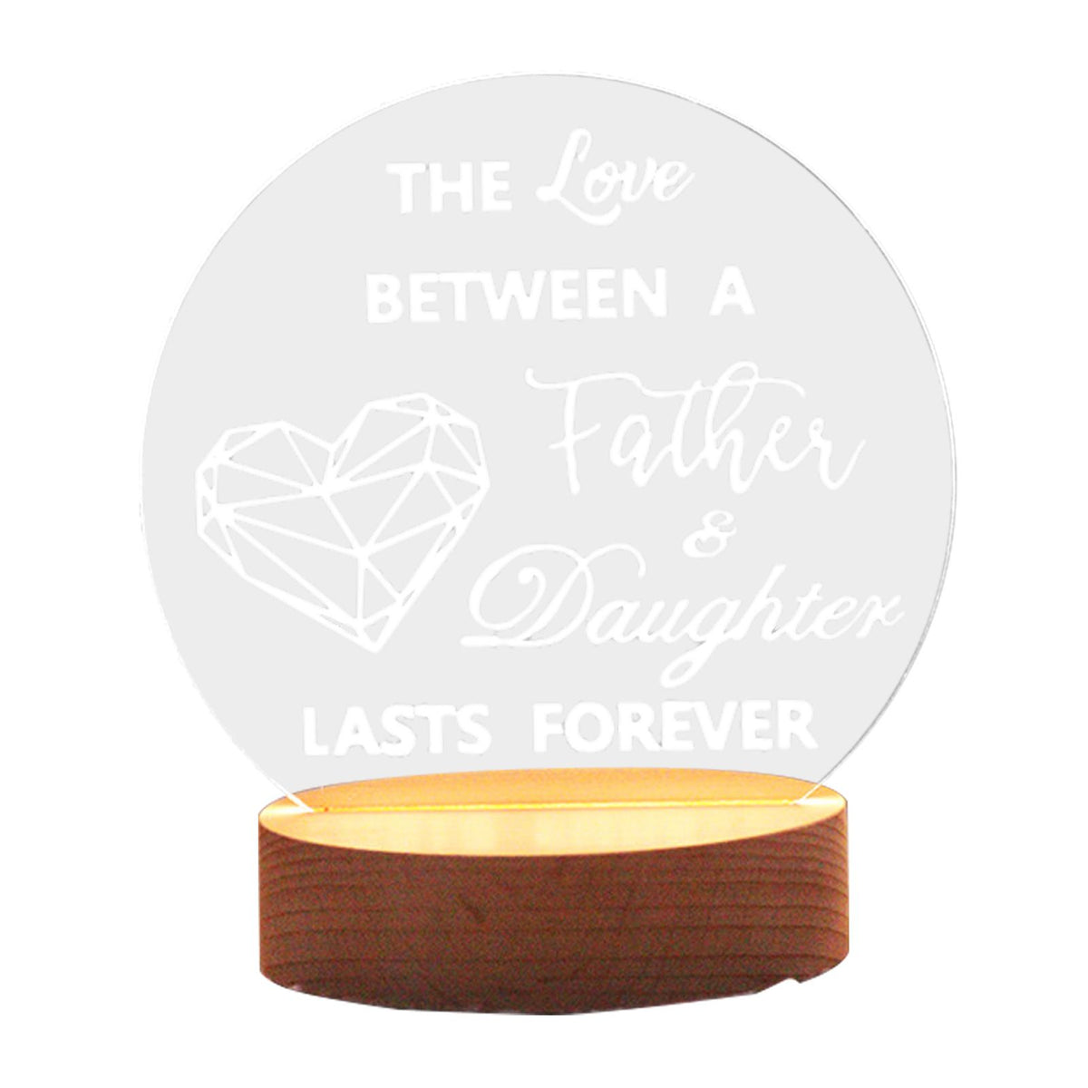 Decorative Night Light Acrylic Plate Wooden Base Warm Light Lamp for Bedroom Study Room