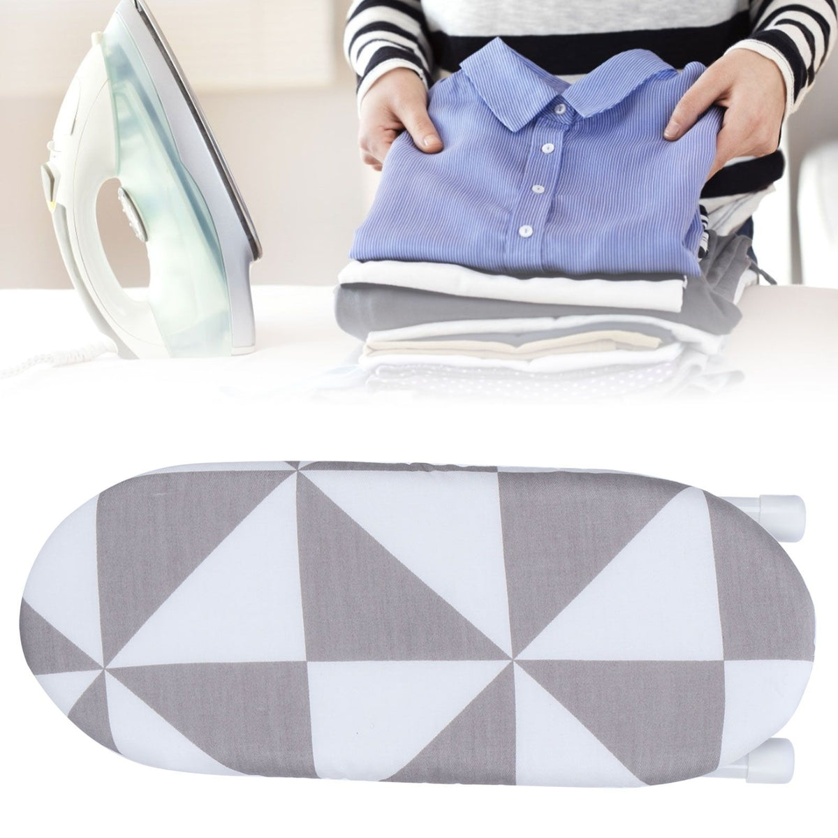 Mini Ironing Board Foldable Sleeve Cuffs Collars Ironing Table for Home Travel UseFashion Square Grid