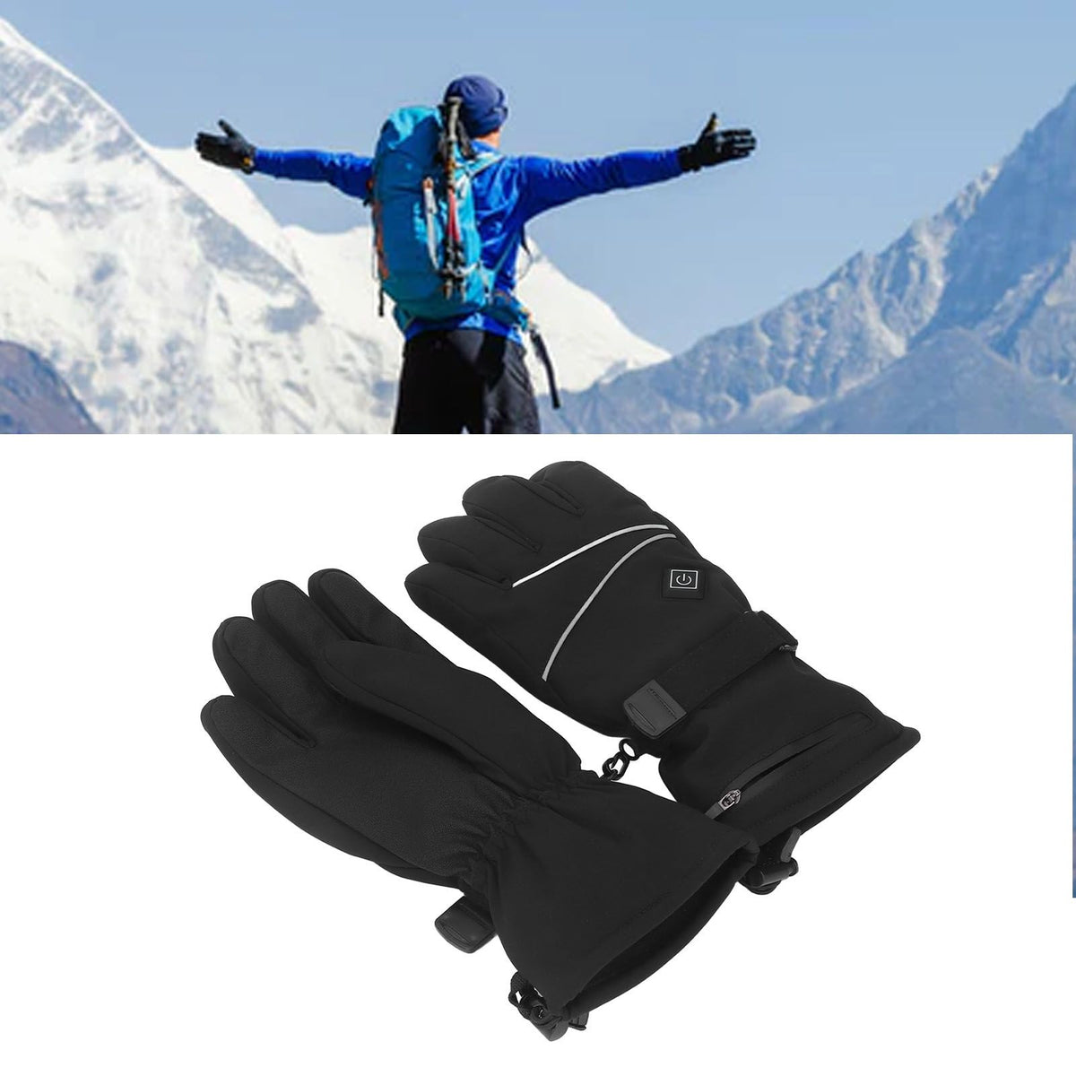 Heated Gloves Skiing Snowboarding Electric Battery Heated Gloves with 3 Heating Levels Skiing for Men Women M