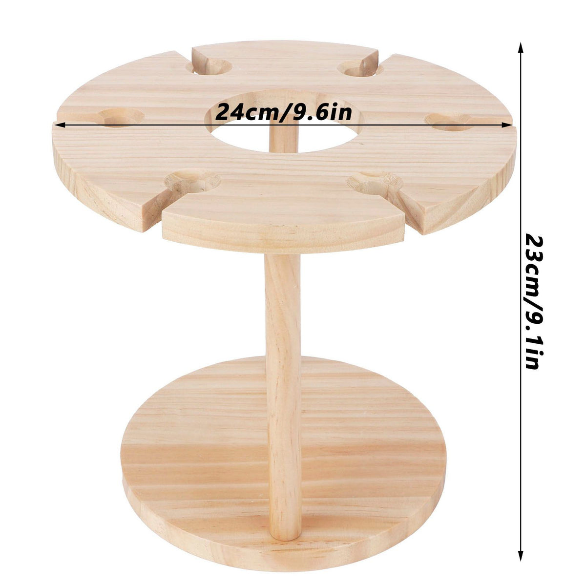 Wooden Wine Rack Glass Cup Holder Organizer Tabletop Display for 6 Glass and 1 Wine Bottle