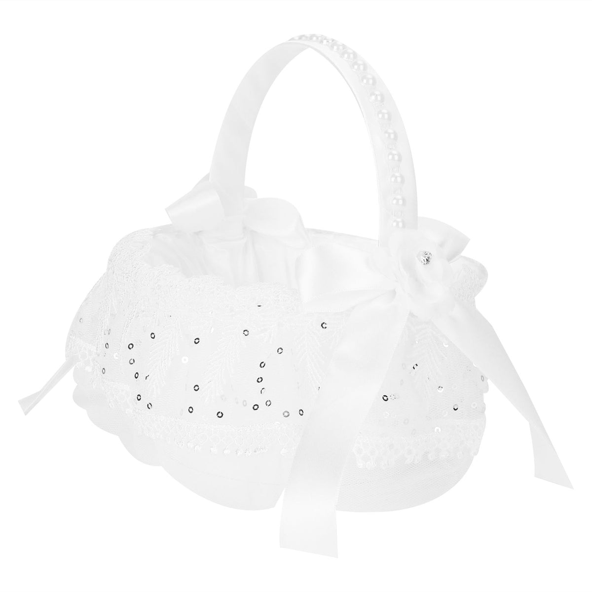 Flower Lace Basket White Romantic Flower Basket Candies Container Wedding Ceremony Decoration5707 Flower Basket L