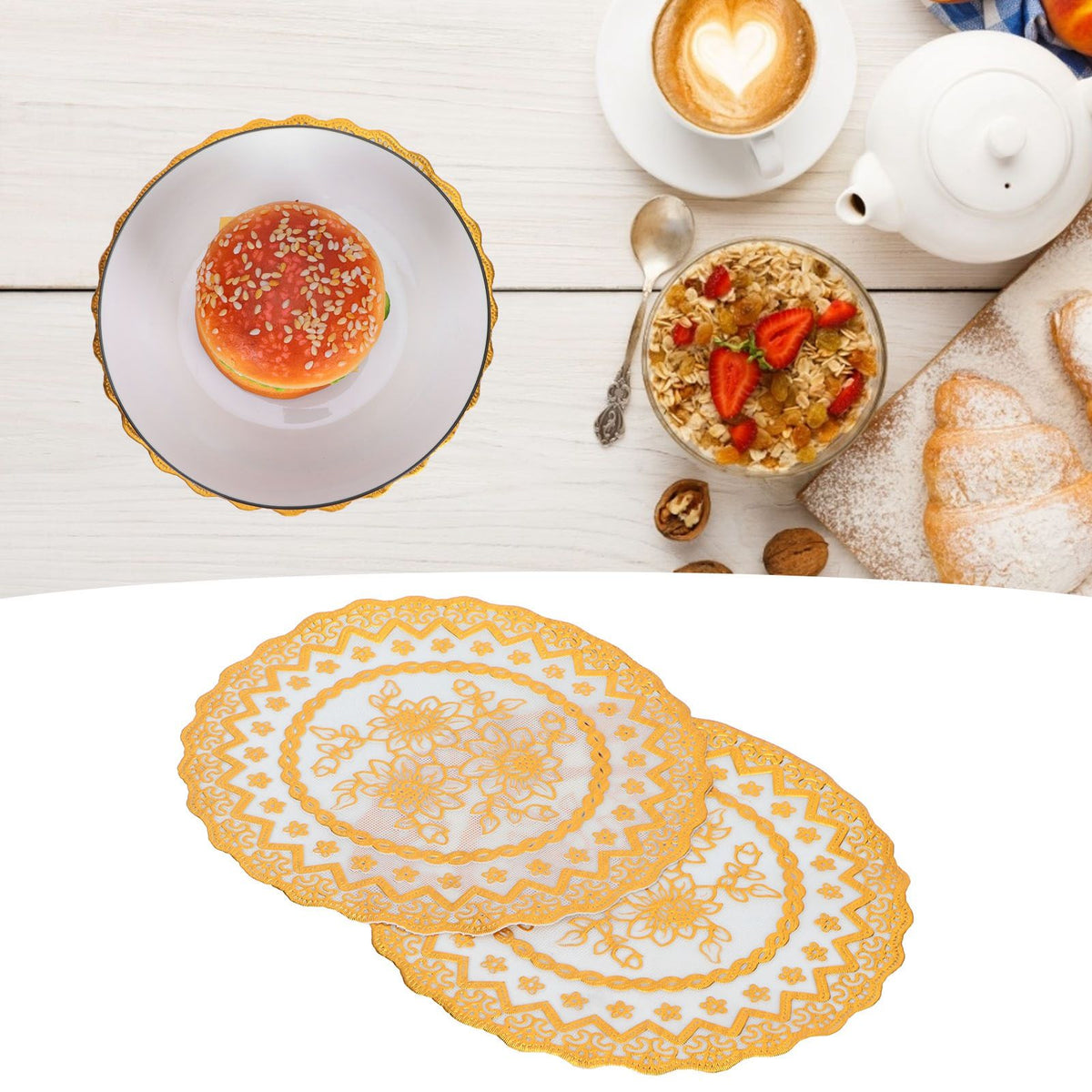 2PCS 20x20cm Table Mats Gold Placemats Coffee Cup Mat Coaster for Wedding Party SuppliesType 02