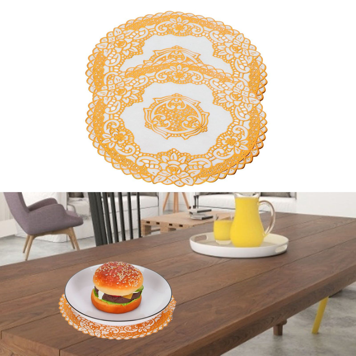 2PCS 20x20cm Table Mats Gold Placemats Coffee Cup Mat Coaster for Wedding Party SuppliesType 04