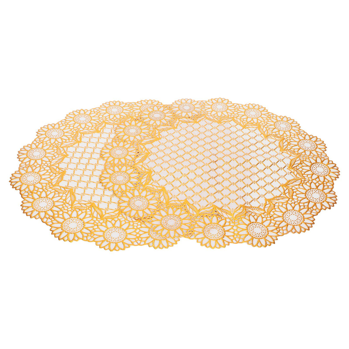 2PCS 38x38cm Table Mats PVC Gold Placemats Cup Mat Coaster for Wedding Party SuppliesRound 03