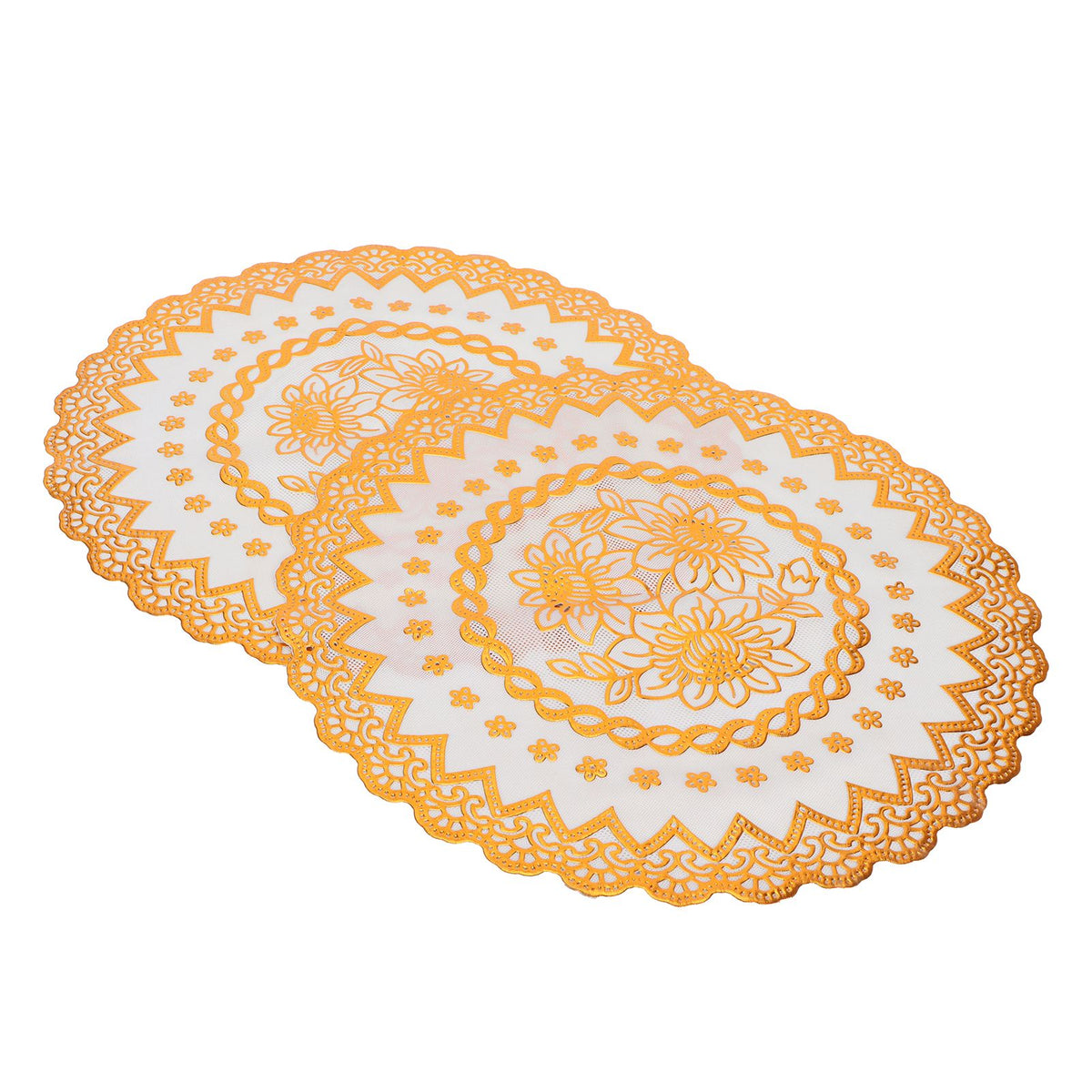 2PCS 38x38cm Table Mats PVC Gold Placemats Cup Mat Coaster for Wedding Party SuppliesRound 04