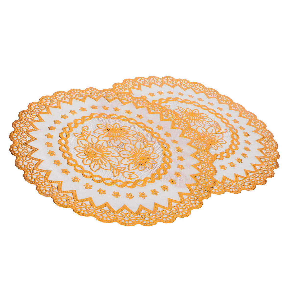 2PCS 38x38cm Table Mats PVC Gold Placemats Cup Mat Coaster for Wedding Party SuppliesRound 04