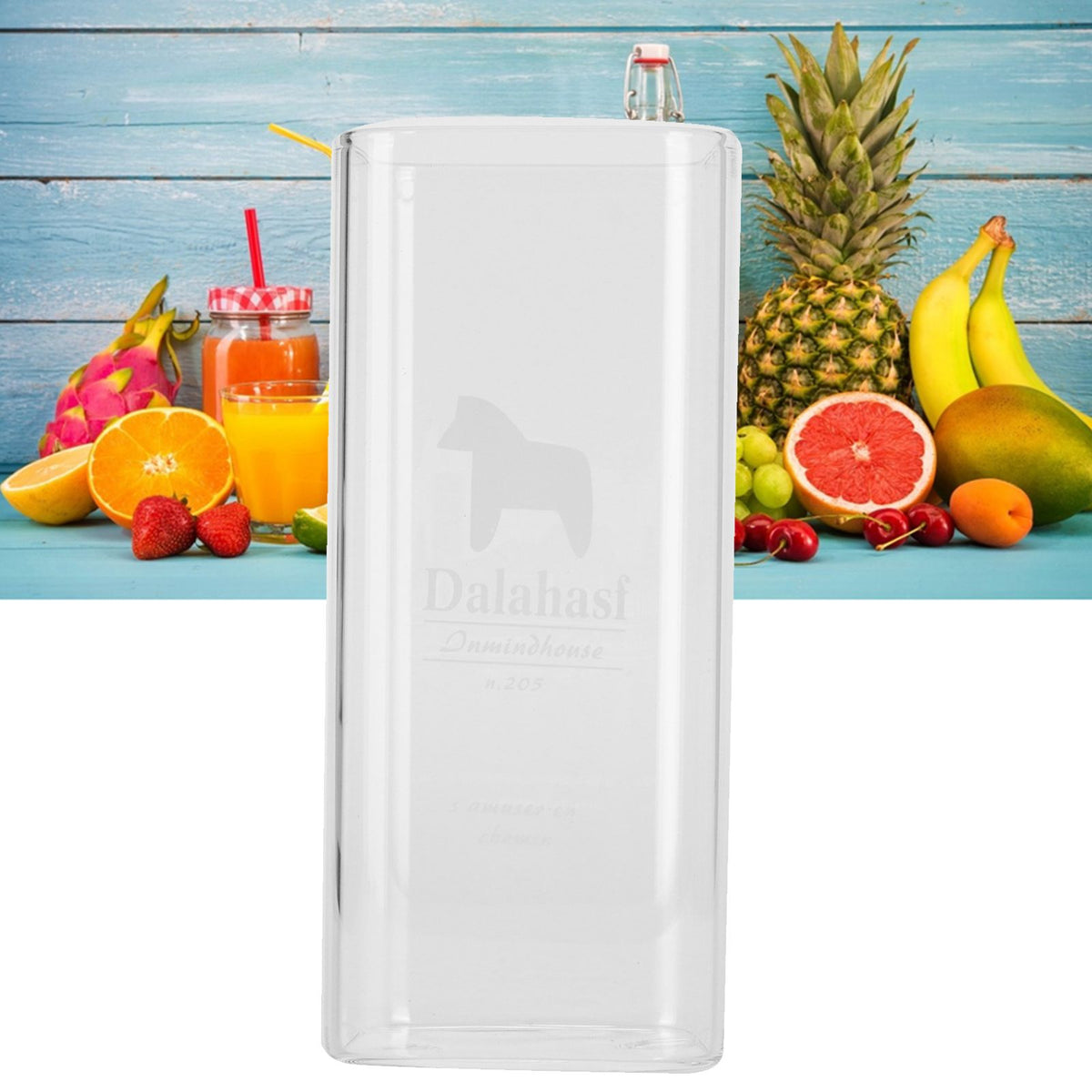 400ml Water Cup Square Heat-Resistant Glass Mug Beverage Milk Breakfast Cup DrinkwareHorse Pattern