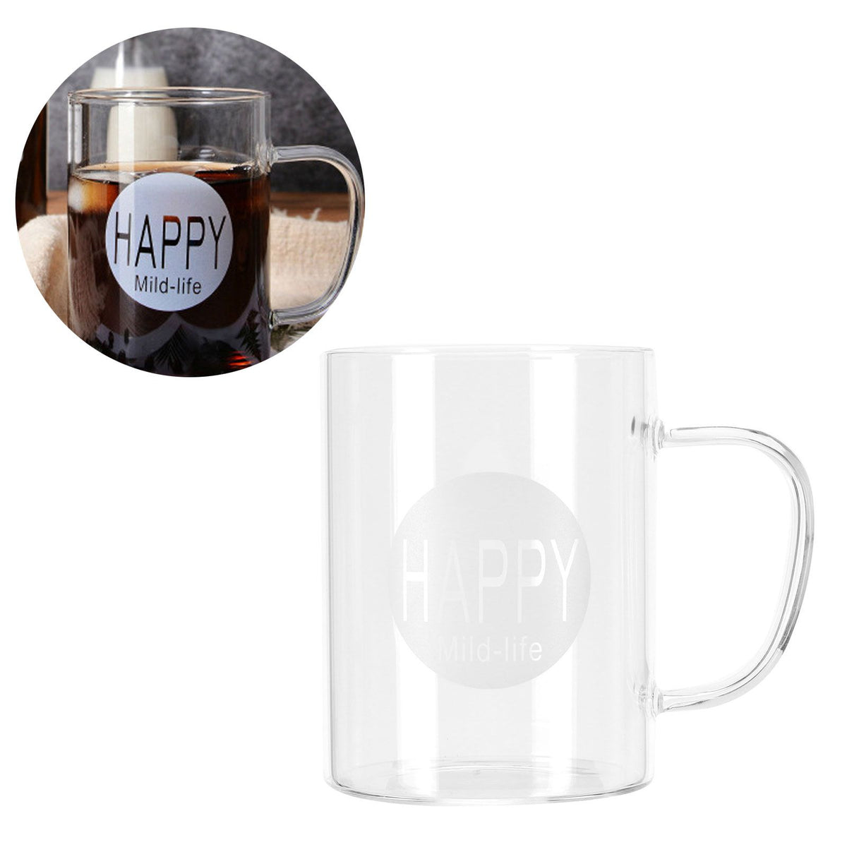 350ml Coffee Cup Transparent High Borosilicate Glass Mug with Handle for Milk Tea Beverage