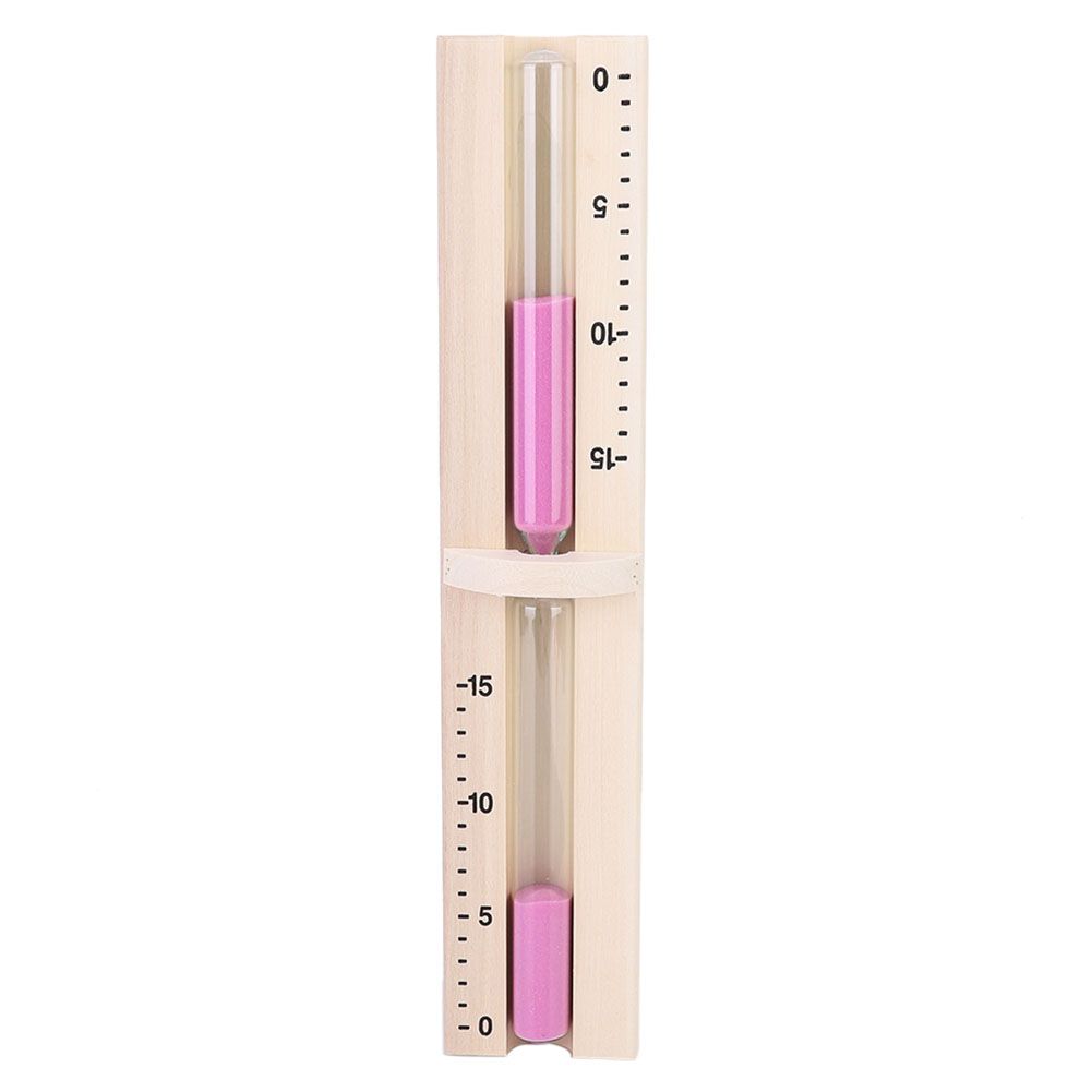 15 Minutes Sauna Room Sand Clock Glass Timer WallMounted Wooden Hourglass with Pink Sands